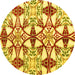 Round Abstract Yellow Modern Rug, abs4440yw