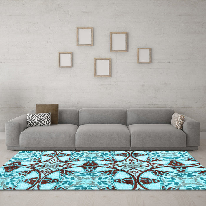 Machine Washable Abstract Light Blue Modern Rug in a Living Room, wshabs4440lblu