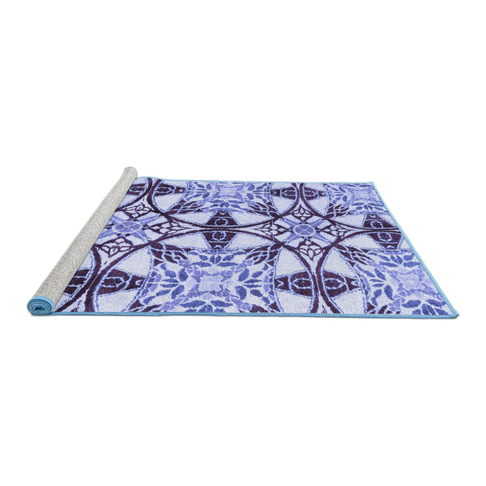 Sideview of Machine Washable Abstract Blue Modern Rug, wshabs4440blu