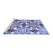 Sideview of Machine Washable Abstract Blue Modern Rug, wshabs4440blu