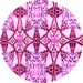 Round Machine Washable Abstract Pink Modern Rug, wshabs4440pnk