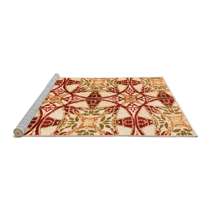 Sideview of Machine Washable Abstract Orange Modern Area Rugs, wshabs4440org