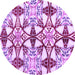 Round Machine Washable Abstract Purple Modern Area Rugs, wshabs4440pur