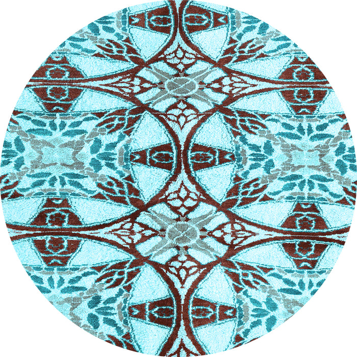 Round Abstract Light Blue Modern Rug, abs4440lblu