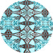 Round Abstract Light Blue Modern Rug, abs4440lblu