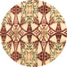 Round Machine Washable Abstract Brown Modern Rug, wshabs4440brn