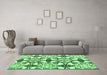 Machine Washable Abstract Emerald Green Modern Area Rugs in a Living Room,, wshabs4440emgrn