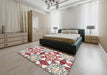 Machine Washable Abstract White Gold Rug in a Bedroom, wshabs4440