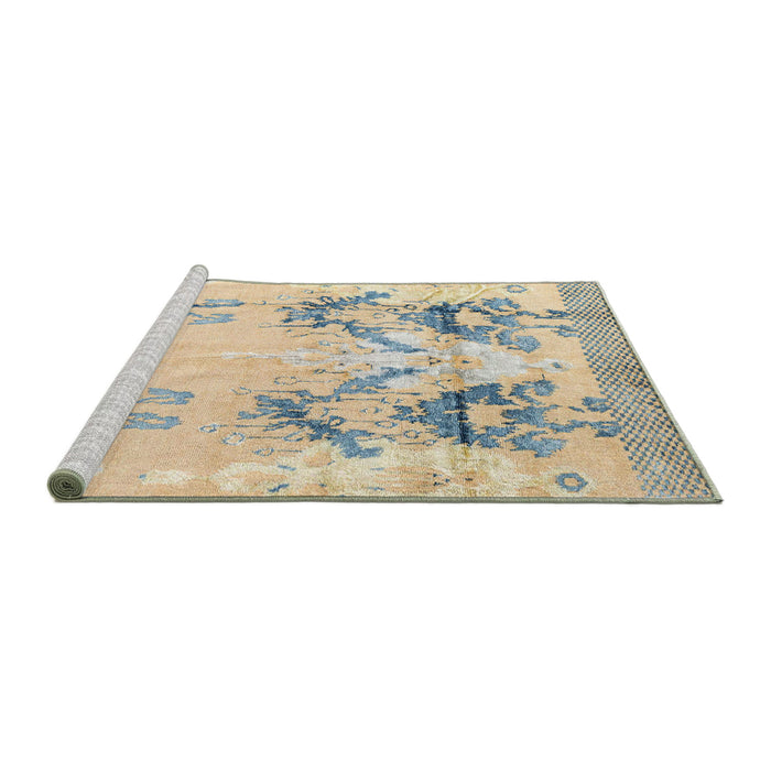 Sideview of Machine Washable Abstract Vanilla Gold Rug, wshabs4441