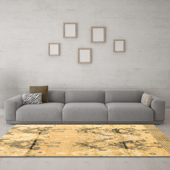 Machine Washable Abstract Brown Modern Rug in a Living Room,, wshabs4441brn