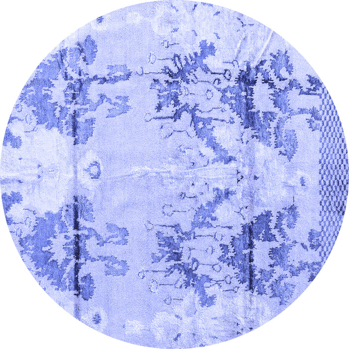 Round Machine Washable Abstract Blue Modern Rug, wshabs4441blu