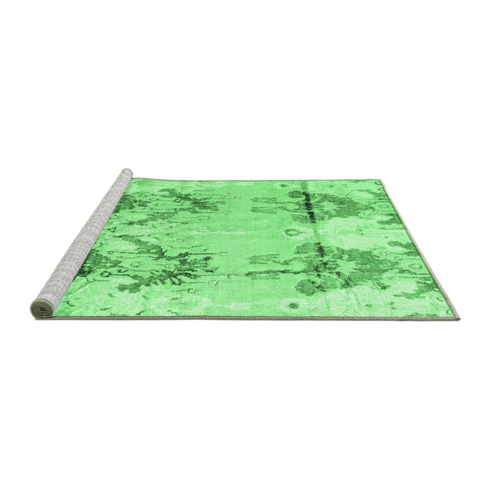 Sideview of Machine Washable Abstract Emerald Green Modern Area Rugs, wshabs4441emgrn