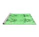 Sideview of Machine Washable Abstract Emerald Green Modern Area Rugs, wshabs4441emgrn