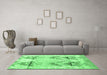 Machine Washable Abstract Emerald Green Modern Area Rugs in a Living Room,, wshabs4441emgrn