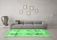 Machine Washable Abstract Emerald Green Modern Rug, wshabs4441emgrn