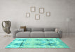 Machine Washable Abstract Turquoise Modern Area Rugs in a Living Room,, wshabs4441turq