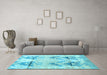 Machine Washable Abstract Light Blue Modern Rug in a Living Room, wshabs4441lblu