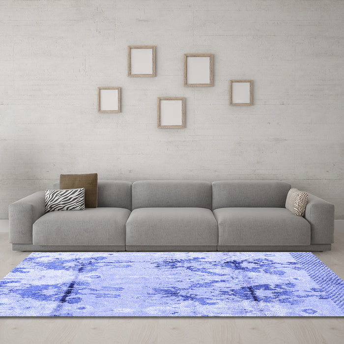 Machine Washable Abstract Blue Modern Rug in a Living Room, wshabs4441blu