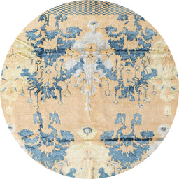 Round Machine Washable Abstract Vanilla Gold Rug, wshabs4441