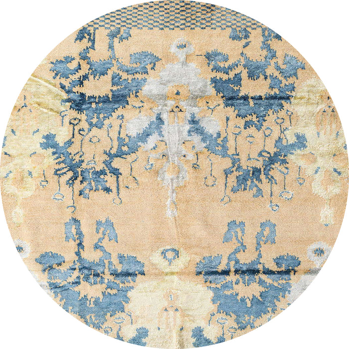 Round Machine Washable Abstract Vanilla Gold Rug, wshabs4441