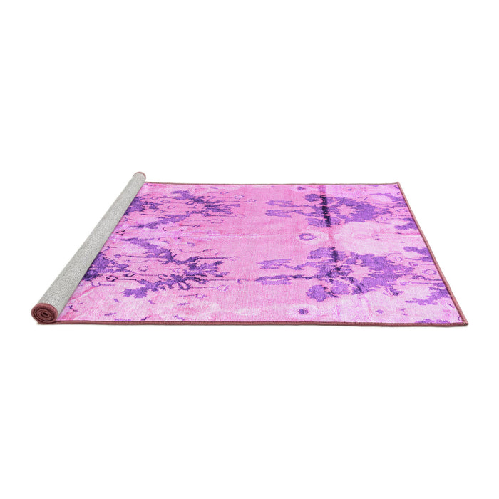 Sideview of Machine Washable Abstract Pink Modern Rug, wshabs4441pnk