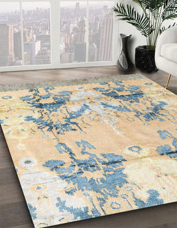 Machine Washable Abstract Vanilla Gold Rug in a Family Room, wshabs4441
