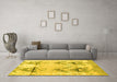 Machine Washable Abstract Yellow Modern Rug in a Living Room, wshabs4441yw