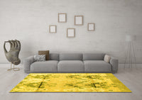 Machine Washable Abstract Yellow Modern Rug, wshabs4441yw