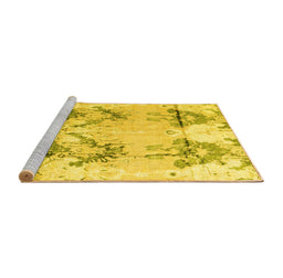 Sideview of Machine Washable Abstract Yellow Modern Rug, wshabs4441yw