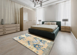 Abstract Vanilla Gold Modern Rug in a Bedroom, abs4441