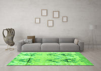 Machine Washable Abstract Green Modern Rug, wshabs4441grn