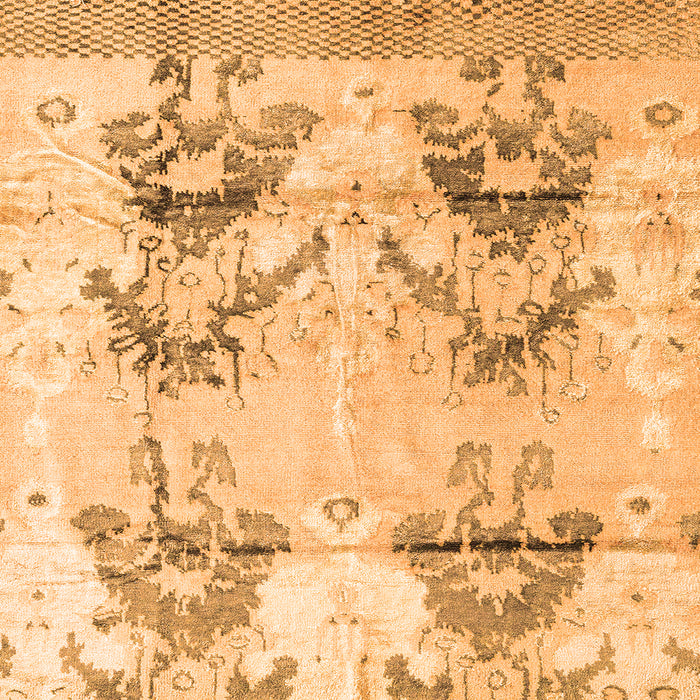 Square Machine Washable Abstract Orange Modern Area Rugs, wshabs4441org