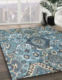 Machine Washable Abstract Baby Blue Rug in a Family Room, wshabs4442