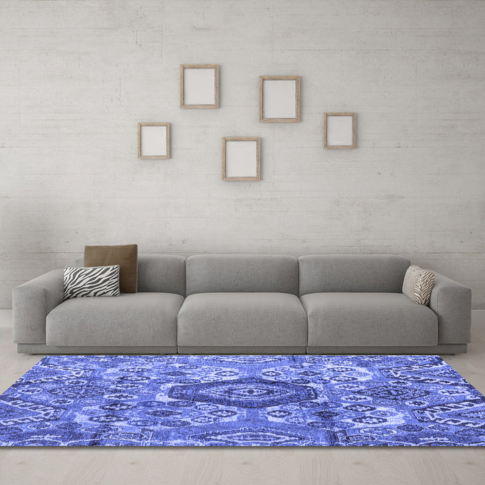 Machine Washable Abstract Blue Modern Rug in a Living Room, wshabs4442blu