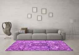 Machine Washable Abstract Pink Modern Rug in a Living Room, wshabs4442pnk