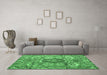 Machine Washable Abstract Emerald Green Modern Area Rugs in a Living Room,, wshabs4442emgrn