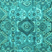 Square Machine Washable Abstract Turquoise Modern Area Rugs, wshabs4442turq