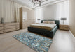 Abstract Blue Modern Rug in a Bedroom, abs4442