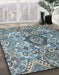 Abstract Blue Modern Rug in Family Room, abs4442