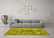 Machine Washable Abstract Yellow Modern Rug in a Living Room, wshabs4442yw