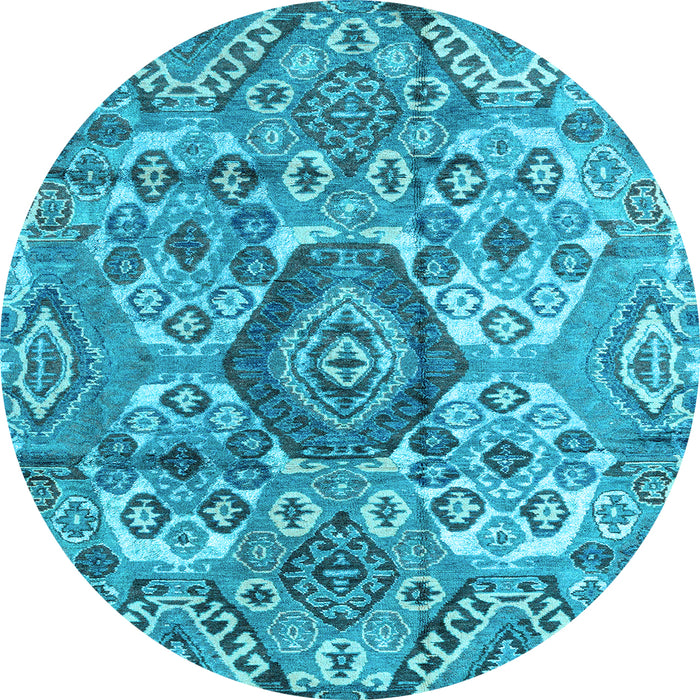 Round Abstract Light Blue Modern Rug, abs4442lblu