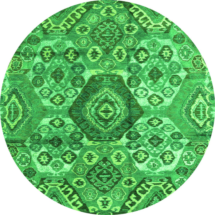 Round Abstract Green Modern Rug, abs4442grn
