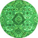 Round Abstract Green Modern Rug, abs4442grn