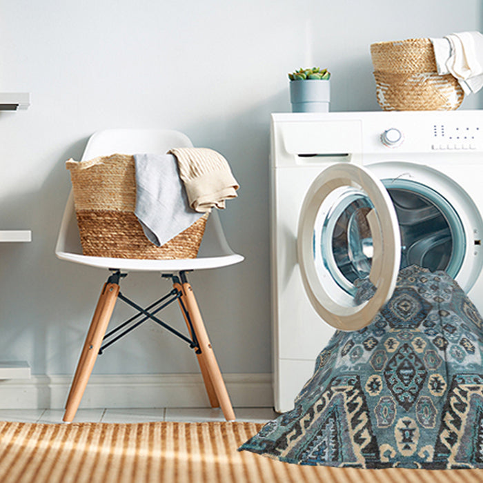 Machine Washable Abstract Baby Blue Rug in a Washing Machine, wshabs4442