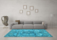 Machine Washable Abstract Light Blue Modern Rug, wshabs4442lblu