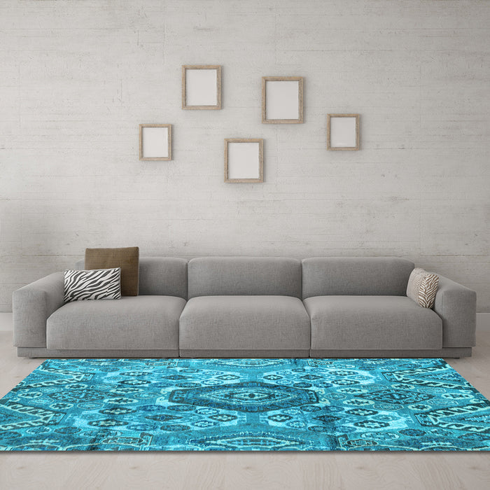 Machine Washable Abstract Light Blue Modern Rug in a Living Room, wshabs4442lblu