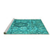 Sideview of Machine Washable Abstract Turquoise Modern Area Rugs, wshabs4442turq