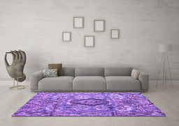 Machine Washable Abstract Purple Modern Area Rugs in a Living Room, wshabs4442pur