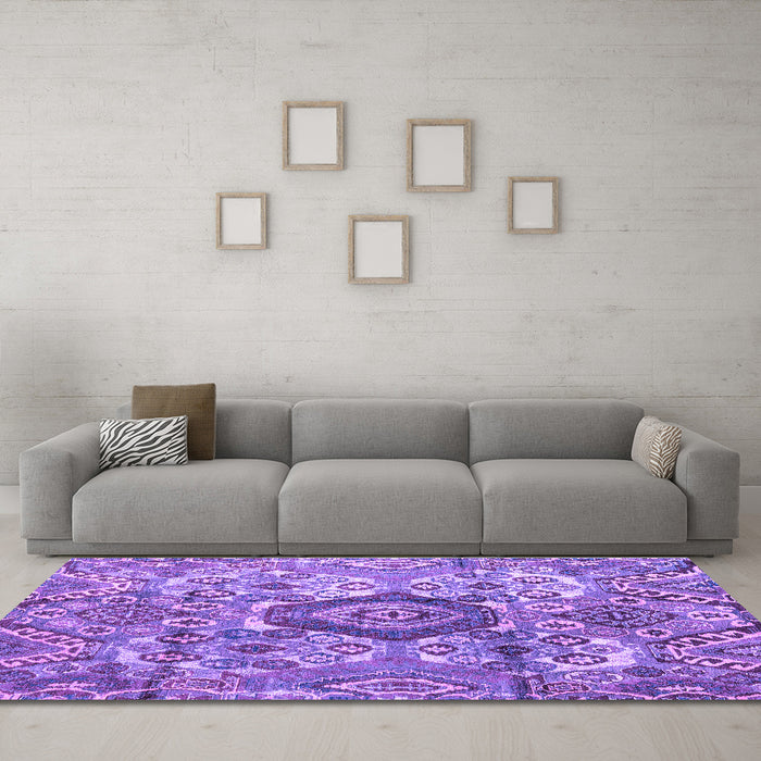 Machine Washable Abstract Purple Modern Area Rugs in a Living Room, wshabs4442pur