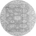 Round Abstract Gray Modern Rug, abs4443gry